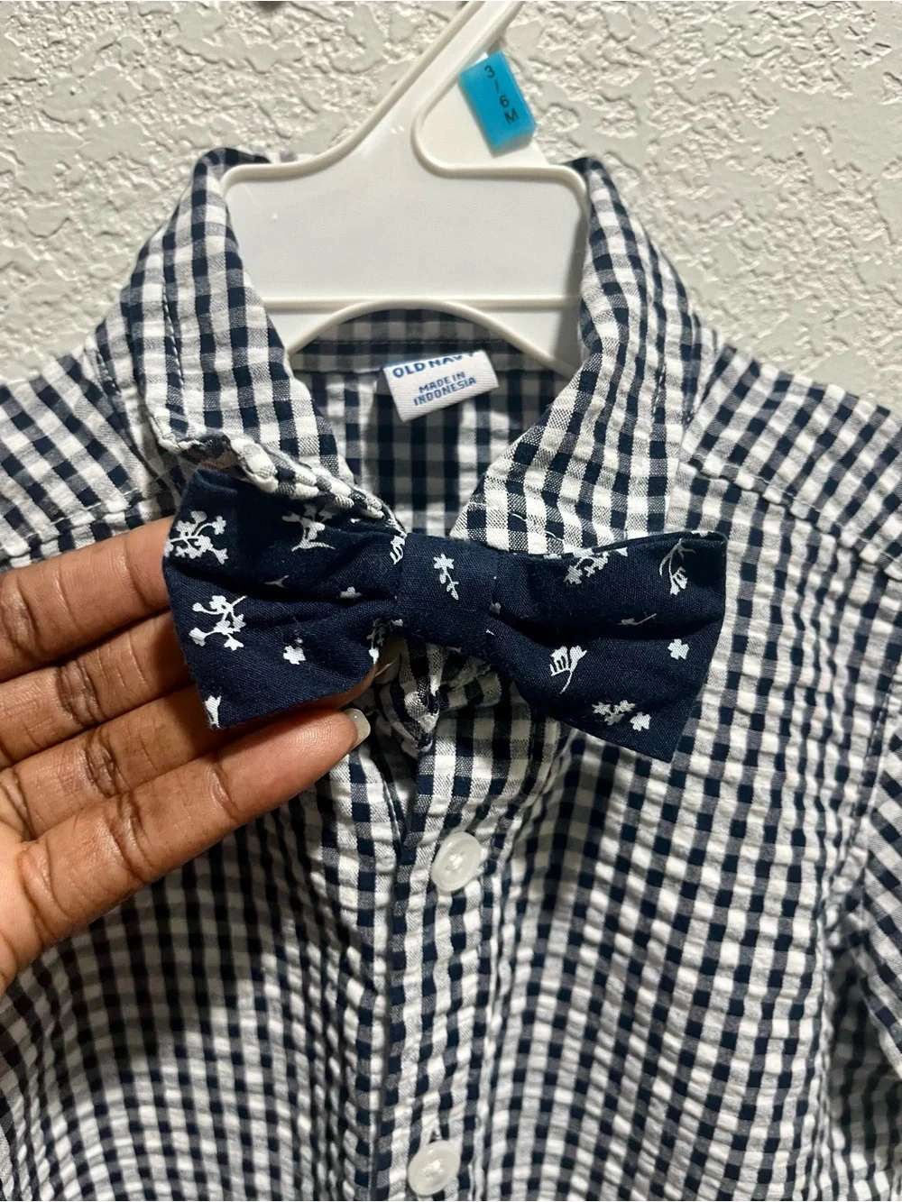 Old Navy Short-Sleeve Button-Up Shirts- Navy & Teal Plaid Set